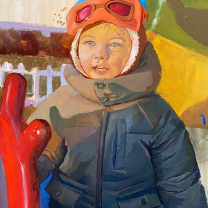 Custom Children Portrait Gouache Painting, Kid Portrait Painting, Custom Grandson Portrait, granddaughter Painting Custom, toddler portrait