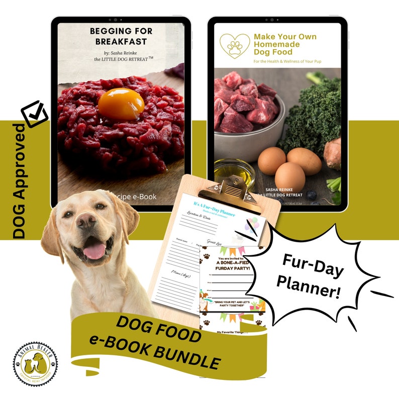Pet Parent Recipe Ebook Bundle for Dog Food and Dog Birthday Planner with Printable PDF, Instant Download, Recipes, Pet Food, Pet Health
