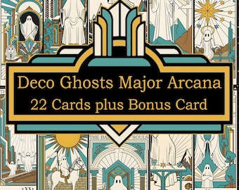 Art Deco Ghosts Major Arcana Tarot Card Deck, 23 Cards Digital PDF