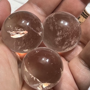 Natural Quartz Crystal Ball, 30mm Quartz Sphere with Inclusions, Travel Scrying Ball