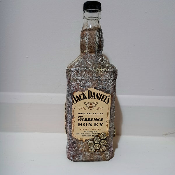 Gothic Steampunk Stone Effect Jack Daniels Bottle, Bourbon Lovers Gift, 07