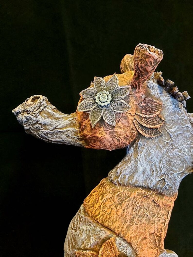 Under The Sea Seahorse Figurine Flower Sea horse Gothic Pink And Lilac Seahorse Sculpture