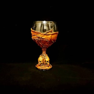 Bicchiere da gin gotico decorativo arancione con teschi, bicchieri per il giorno dei morti