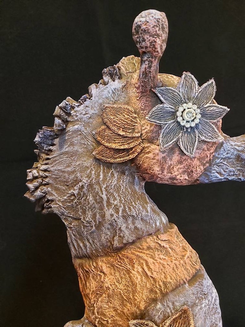 Under The Sea Seahorse Figurine Flower Sea horse Gothic Pink And Lilac Seahorse Sculpture
