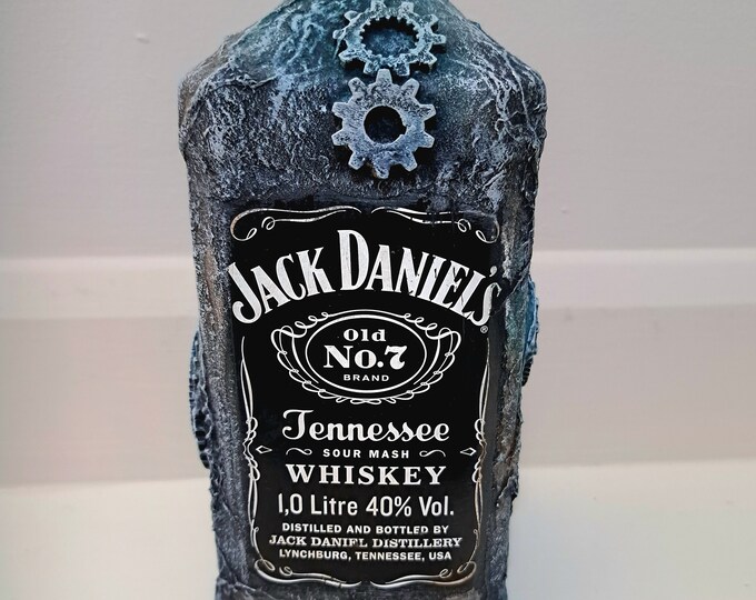Jack Daniels Bottle Art Steam Punk Decor Steam Punk Bottle Etsy