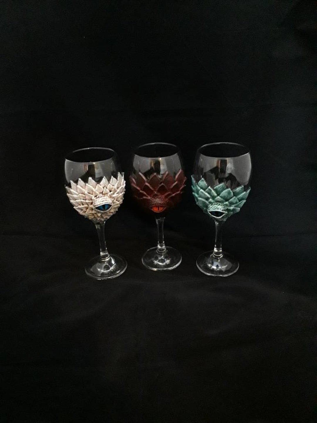 Set of 3 Dragons Eye Wine Glasses Dragon Wine Goblets Dragon Etsy