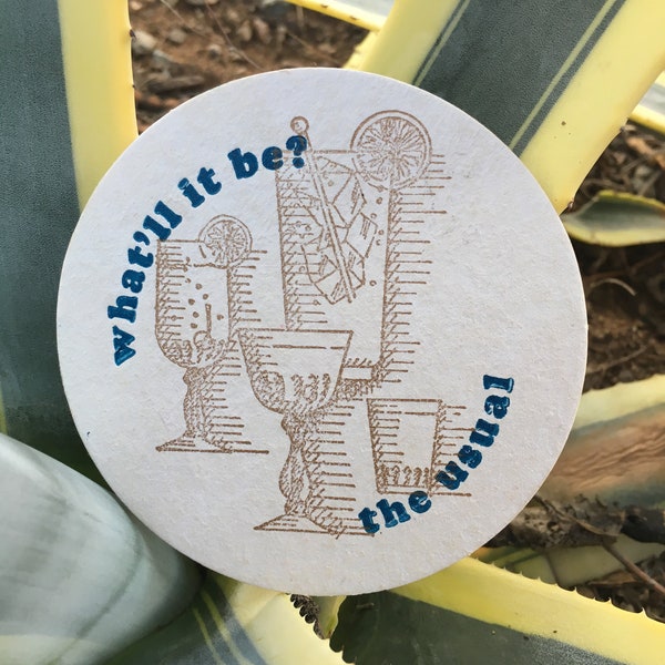 The Usual Letterpress Coaster Set