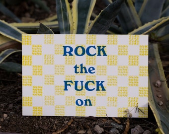 Rock On Mini Motivational Letterpress Print