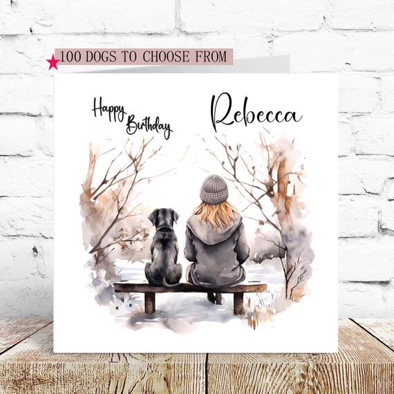 Birthday card for dog owner, dog lover, customised card, personalised dog card, card for pet owner, dogs, Personalised card, card for her
