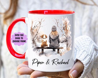 Personalised Dog Breed Mug: Winter Scene, Custom Pet Gift, mug for dog owner, dog and owner mug, secret Santa gift, gift for dog lover