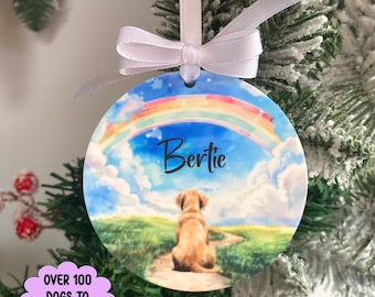 Rainbow bridge ornament, pet loss Christmas bauble, Dog keepsake, personalised dog bauble, dog memorial bauble, dog loss, gift for dog owner