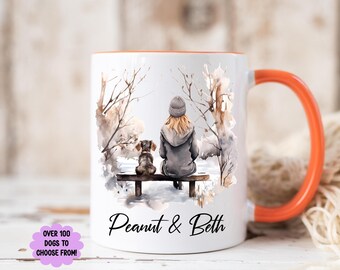 Personalised Dog Breed Mug: Winter Scene, Custom Pet Gift, mug for dog owner, dog and owner mug, secret Santa gift, gift for dog lover