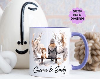 gift for dog owner, mug for her, personalised mug, mug for dog lover, secret Santa gift, mug for dog lover, Owner and dog mug, gift for her