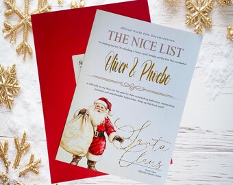 Personalised Santa's nice list letter, Christmas novelty, Child's Christmas keepsake, Custom Christmas letter,  Christmas eve gift,