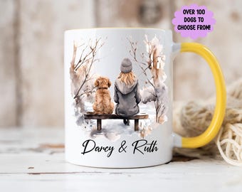 gift for dog owner, mug for her, personalised mug, mug for dog lover, secret Santa gift, mug for dog lover, Owner and dog mug, gift for her