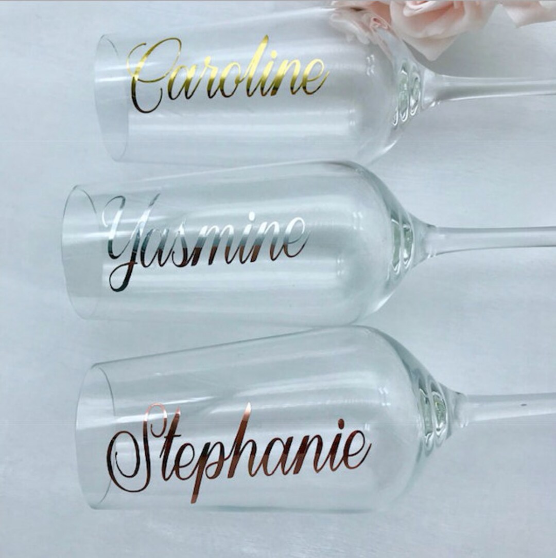 Foil Champagne Flute DECALS, DIY Champagne Flute Stickers, Personalised Decals, Hen Party Gift