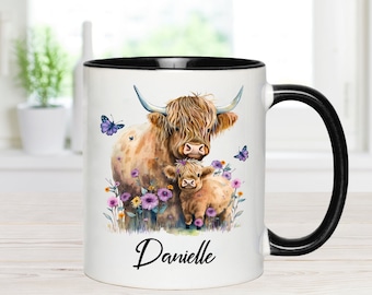 Personalised Highland Cow Mug: Scottish coo mug, custom highland cow gift, secret Santa gift, Highland gift, mug for cow lover,