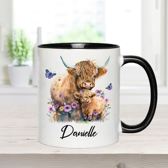 Personalised Highland Cow Mug: Scottish coo mug, custom highland cow gift, secret Santa gift, Highland gift, mug for cow lover,
