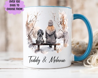 Personalised Dog Breed Mug: Winter Scene, Custom Pet Gift, mug for dog owner, dog and owner mug, secret Santa gift, gift for dog lover