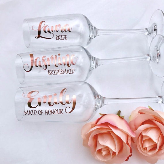 Glass Personalised Name or Wedding Role Champagne flute Vinyl Decal Sticker