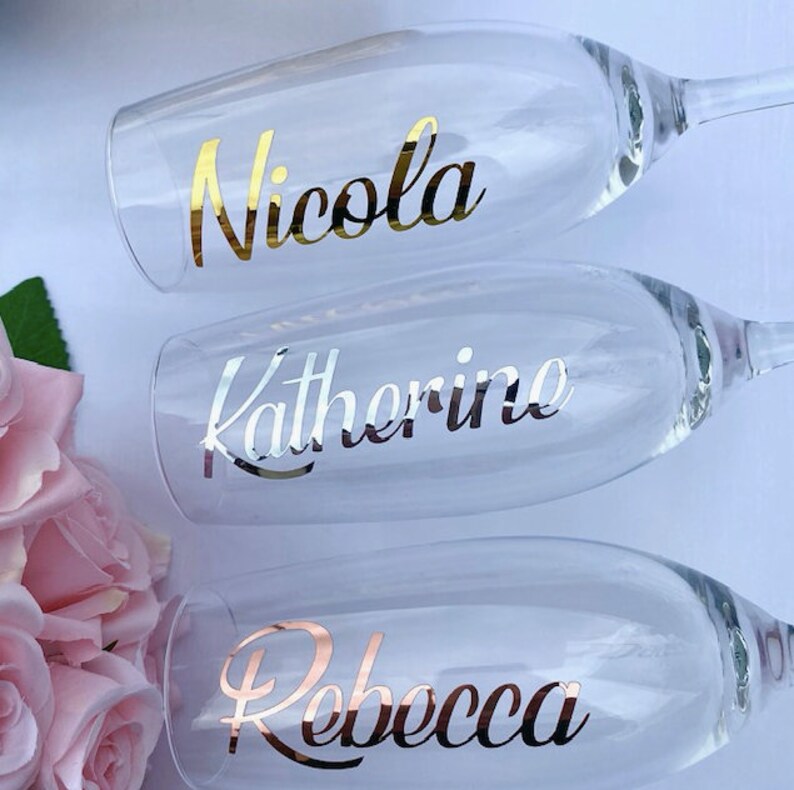 Champagne Flute Stickers Vinyl Decals Bridesmaid Gift Hen Etsy UK