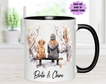 gift for dog owner, mug for her, personalised mug, mug for dog lover, secret Santa gift, mug for dog lover, Owner and dog mug, gift for her