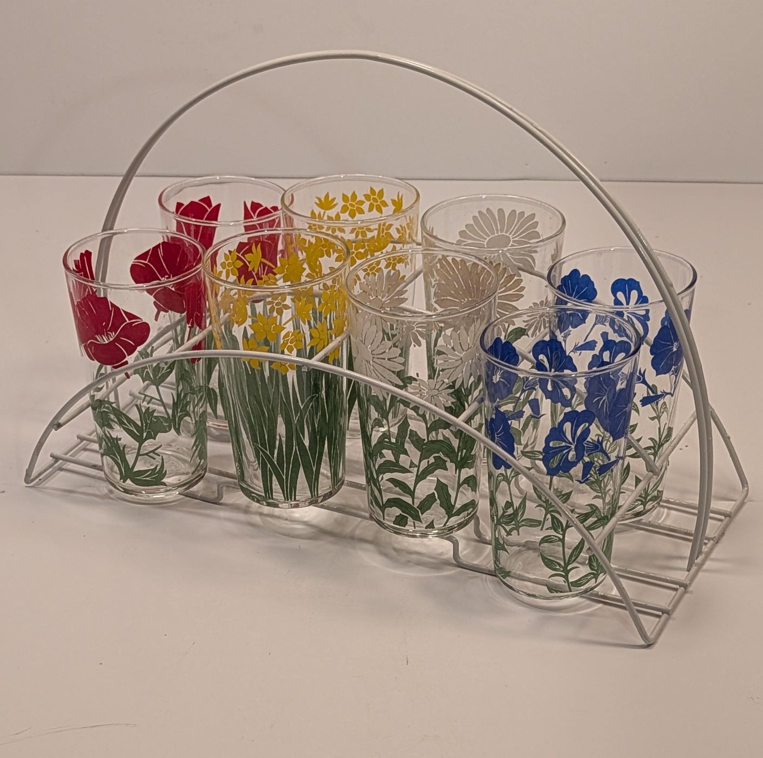 Vintage Glassware Set With Carrier - Etsy