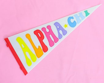 Alpha Chi Omega Sorority Rainbow Pennant Flag / Sorority Gift / Dorm Room Decor / Big Little / Bid Day