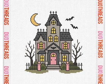 Haunted House Halloween Needlepoint Canvas
