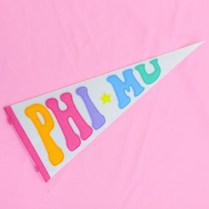 Phi Mu Sorority Rainbow Pennant Flag / Sorority Gift / Dorm Room Decor / Big Little / Bid Day