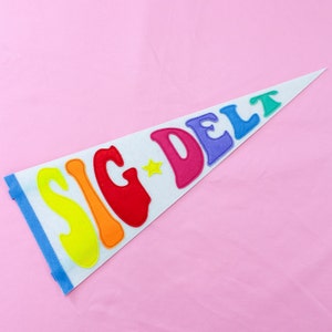 Sigma Delta Tau Sorority Rainbow Pennant Flag / Sorority Gift / Dorm Room Decor / Big Little / Bid Day