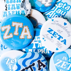 Zeta Tau Alpha Classic Sorority Buttons (Includes One) // See Description to Customize / Greek / Big Little / Gameday