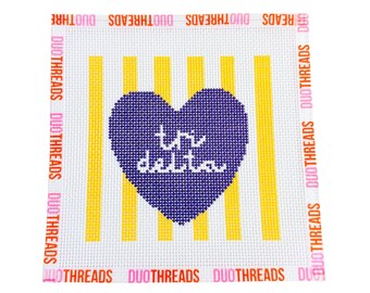 Delta Delta Delta Sorority Heart Needlepoint Canvas