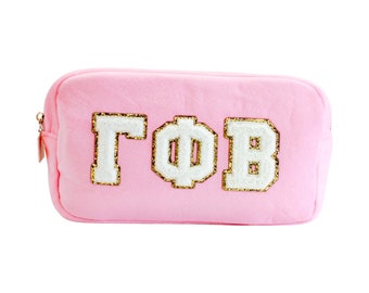 Gamma Phi Beta Chenille Sorority Cosmetic Bag