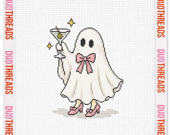 Martini Ghost Halloween Needlepoint Canvas