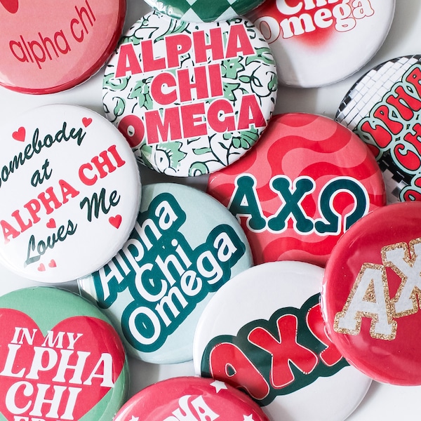 Alpha Chi Omega Classic Sorority Buttons (Includes One) // See Description to Customize / Greek / Big Little / Gameday