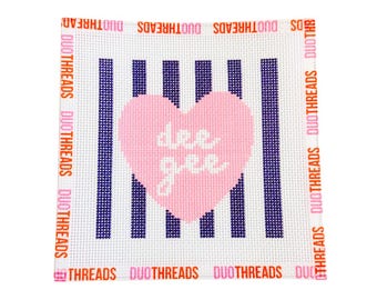 Delta Gamma Sorority Heart Needlepoint Canvas