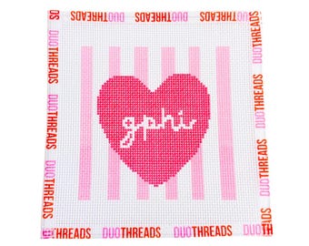 Gamma Phi Beta Sorority Heart Needlepoint Canvas