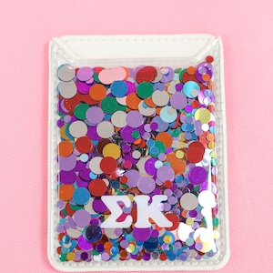 Cartera para teléfono con confeti de la hermandad Sigma Kappa