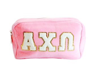 Alpha Chi Omega Chenille Sorority Cosmetic Bag