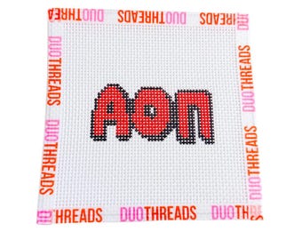 Alpha Omicron Pi Sorority Bubble Letter Needlepoint Canvas