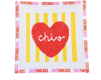 Chi Omega Sorority Heart Needlepoint Canvas