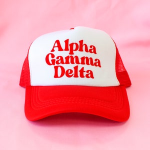 Alpha Gamma Delta Traveler Sorority Trucker Hat //  Sorority / Greek / Big/Little / Recruitment / Sorority Gift
