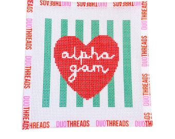 Alpha Gamma Delta Sorority Heart Needlepoint Canvas