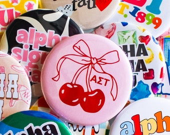 Alpha Sigma Tau Rainbow Sorority Buttons (Includes One) // See Description to Customize / Greek / Big Little / Gameday