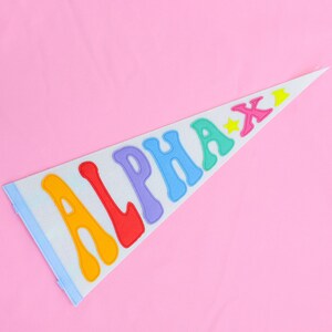 Alpha Xi Delta Sorority Rainbow Pennant Flag / Sorority Gift / Dorm Room Decor / Big Little / Bid Day
