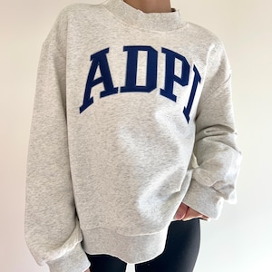 Campus Sorority Embroidered Mock Neck Crew