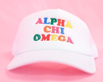 Alpha Chi Omega Sorority Fun Times Trucker Hat //  Sorority / Greek / Big/Little / Recruitment / Sorority Gift