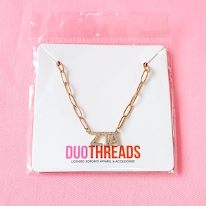 Collar de la hermandad Zeta Tau Alpha con diamantes de imitación