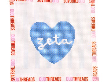 Zeta Tau Alpha Sorority Heart Needlepoint Canvas